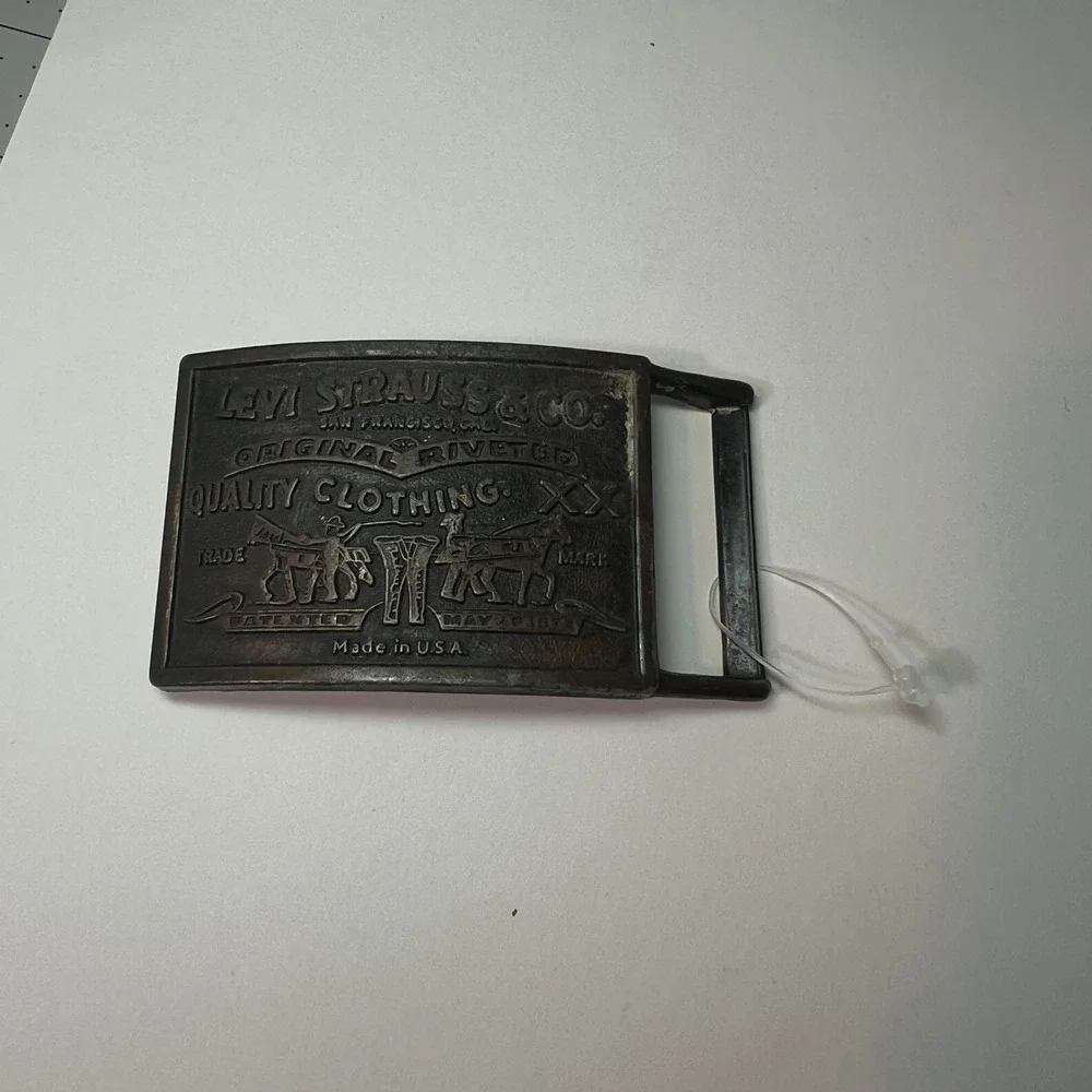 Vintage‎ Levi Strauss & Co Belt Buckle Two Horse Logo Made in USA Brass